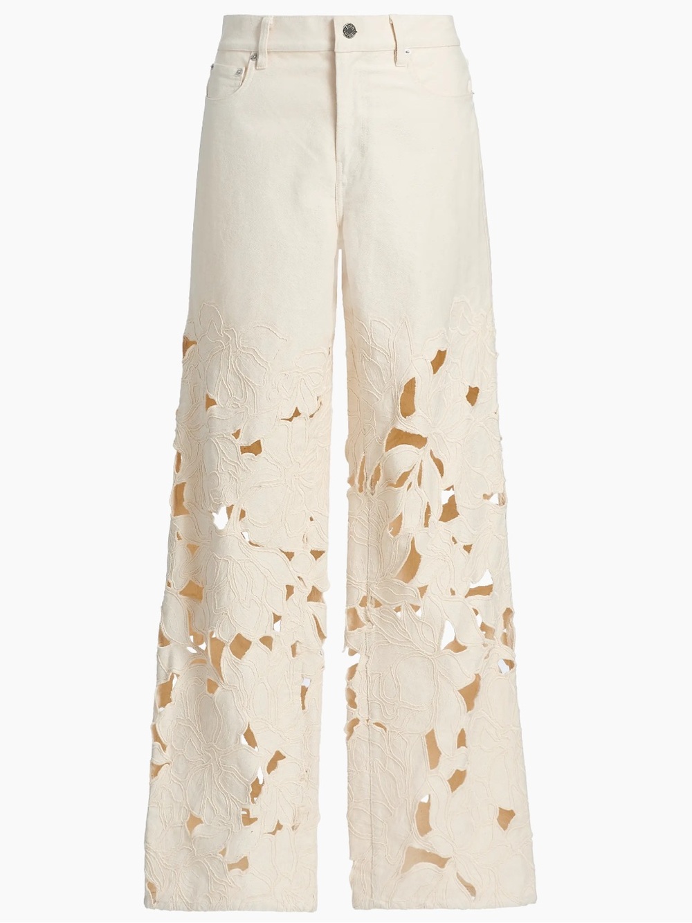 SIMKHAI Betty Floral Cut Out Straight-Leg Jeans